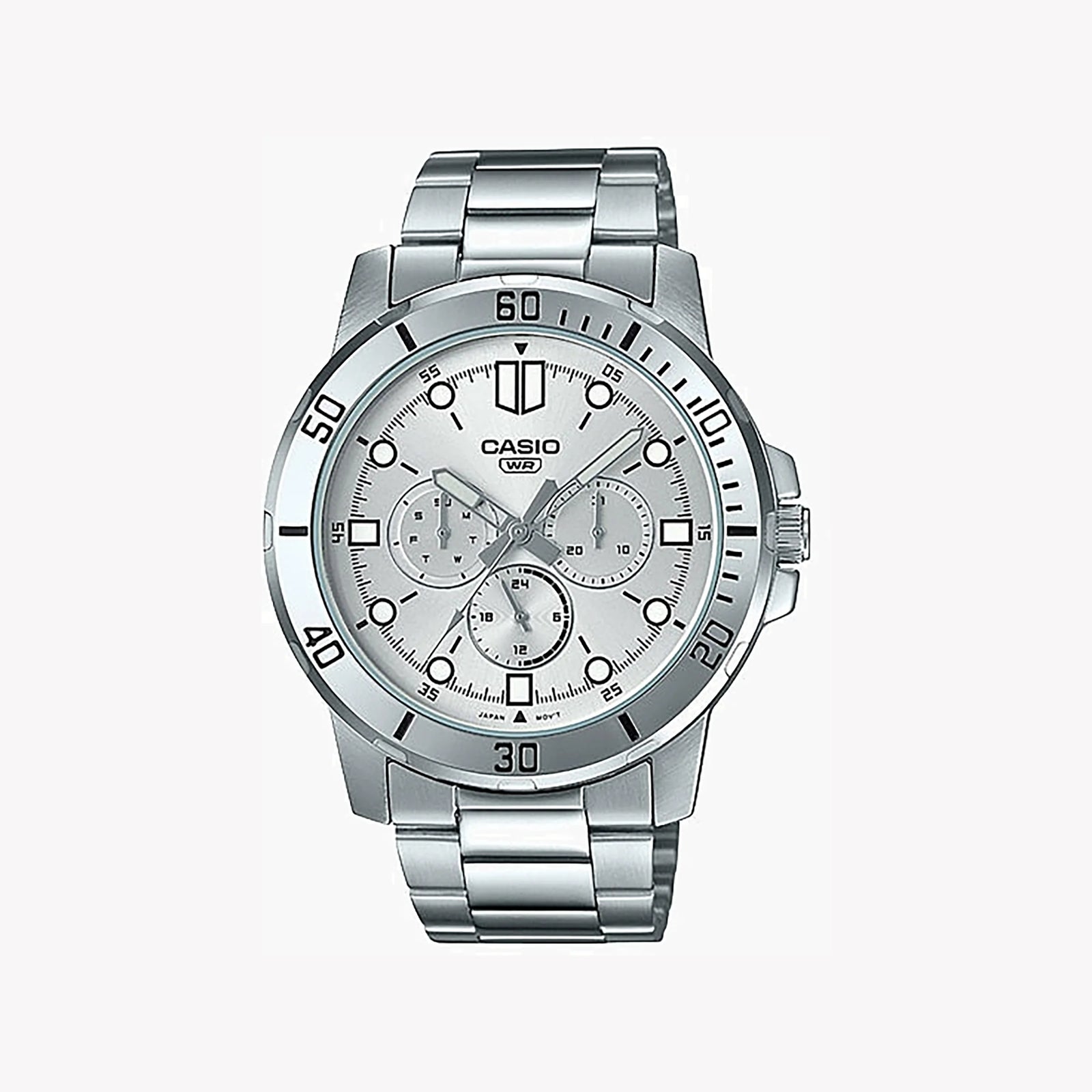 Casio Men's Silver Stainless Steel Watch, White Dial | Mtp-Vd300d-7eudf by i-watch