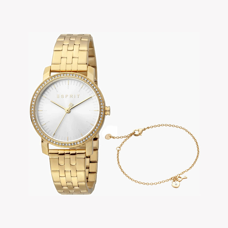 Esprit Women's Gold Stainless Steel Watch, Silver Dial | Es1l123m0015 by i-watch
