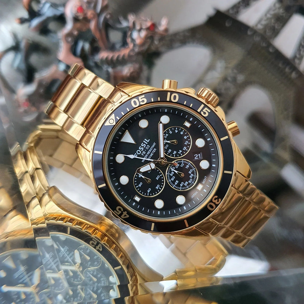 Fossil Men's Gold Watch, Black Dial | Fs5727 by i-watch