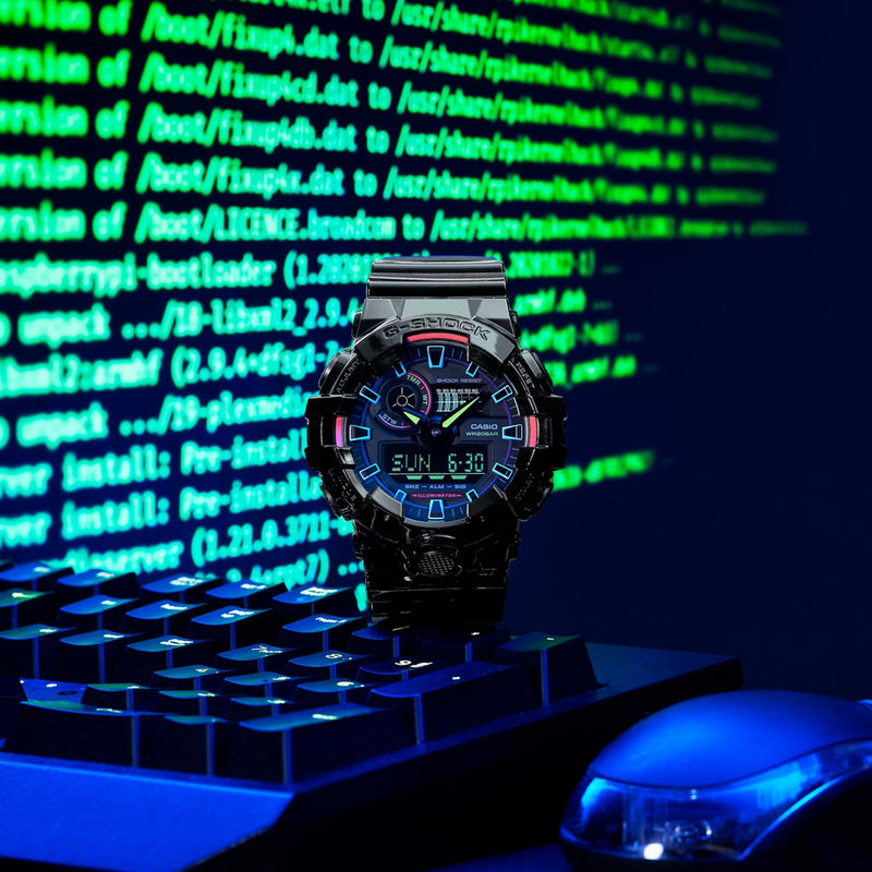 G-Shock Men's Black Resin Watch, Digital Dial | Ga-700rgb-1adr by i-watch