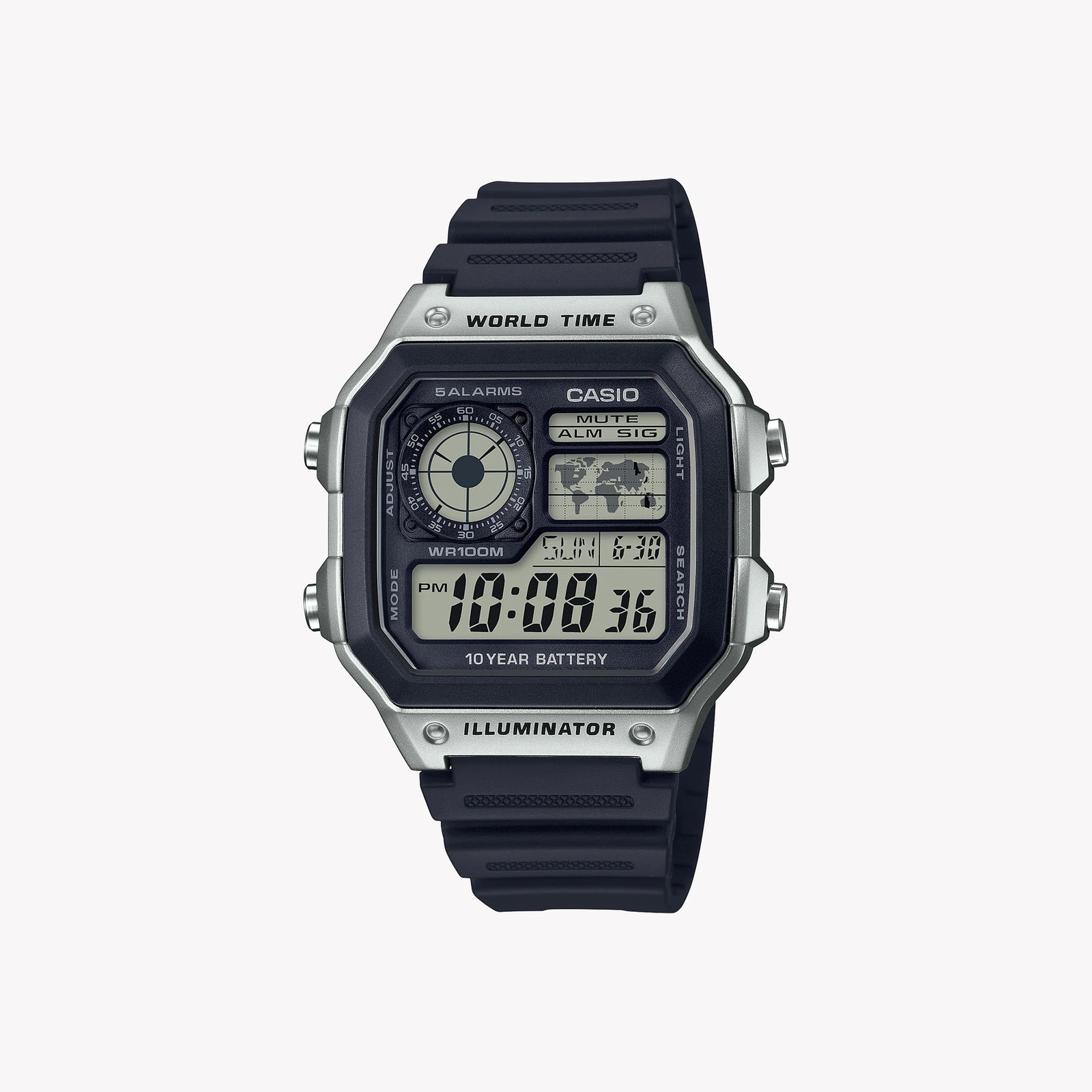 Casio Men's Resin Watch, Silver & Black | Ae-1200wh-1cvef by i-watch