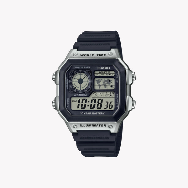 Casio Men's Resin Watch, Silver & Black | Ae-1200wh-1cvef by i-watch