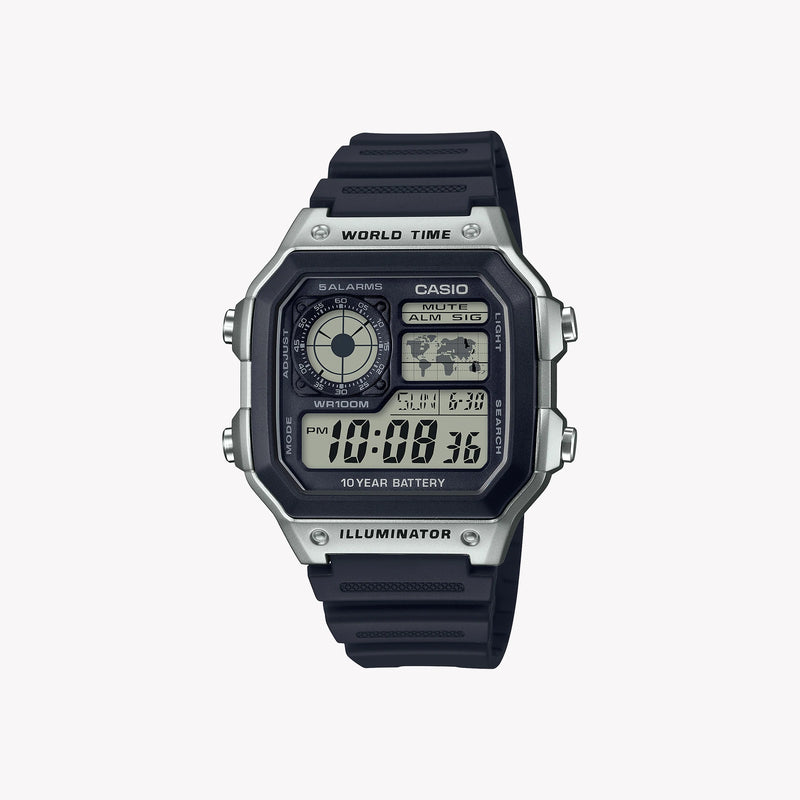 Casio Men's Resin Watch, Silver & Black | Ae-1200wh-1cvef by i-watch