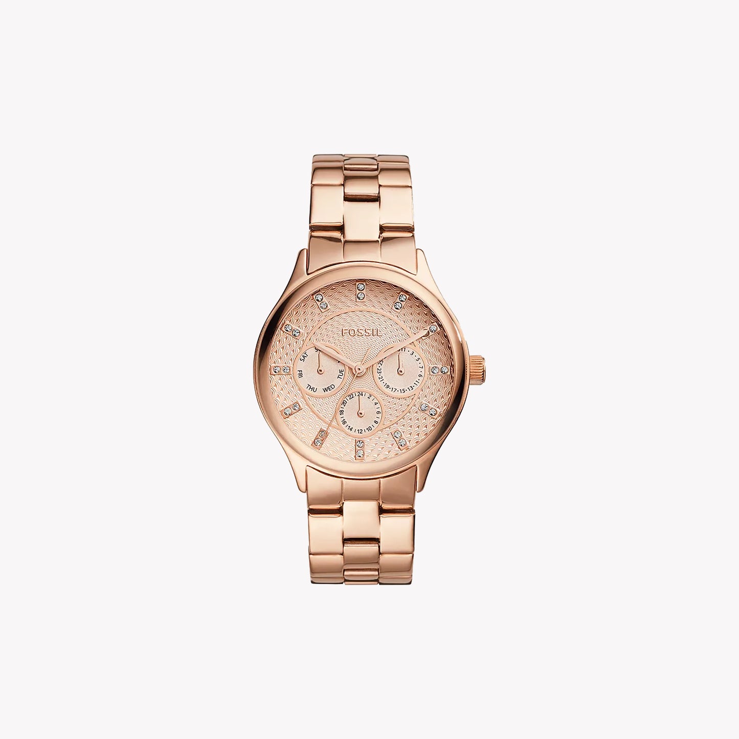 Modern Sophisticate Multifunction Rose Gold Tone Stainless Steel Watch i Watch