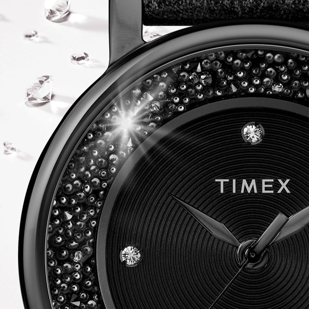 Timex Women's Black Leather Watch, Black Dial | Tw2r93000 by i-watch