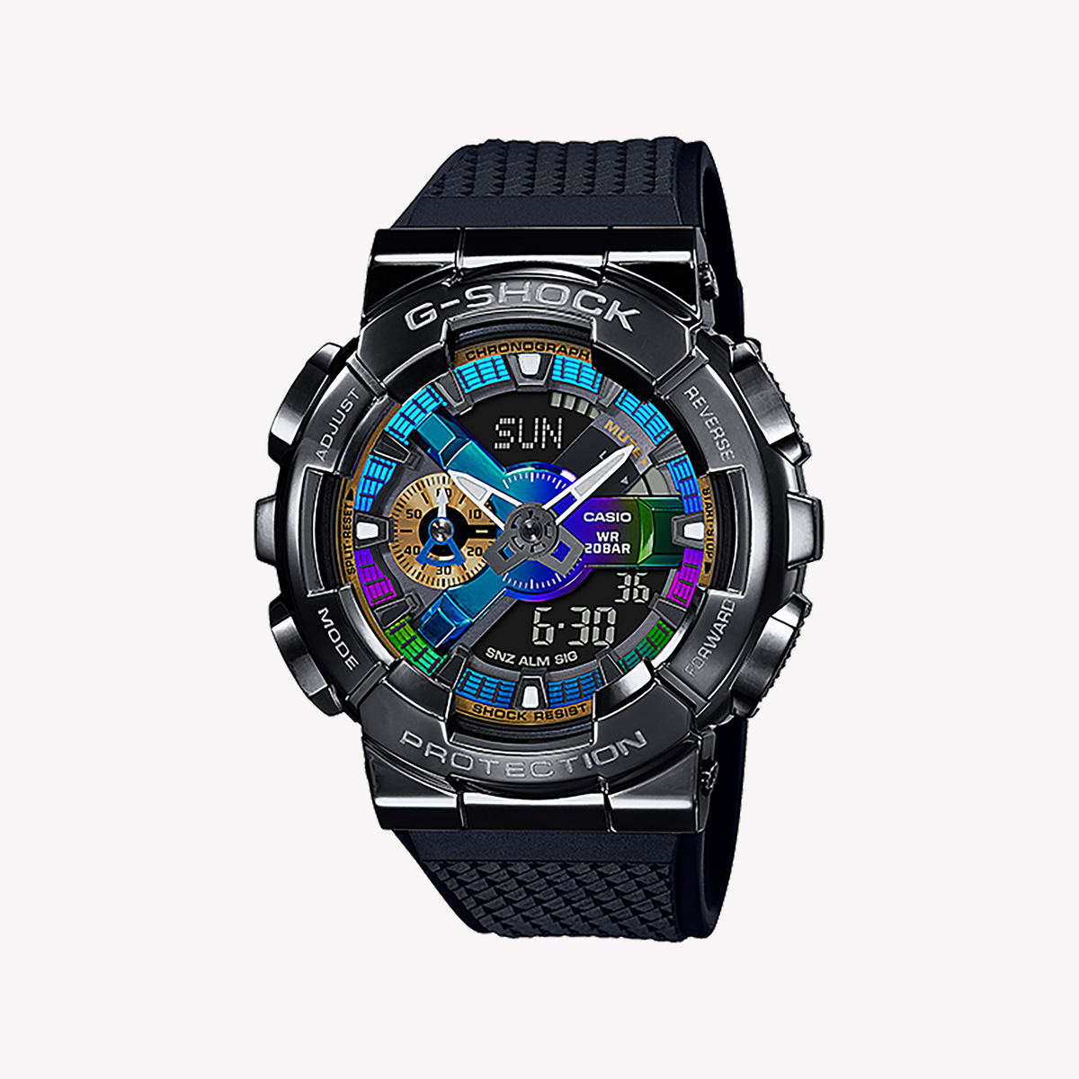 CASIO G-SHOCK GM-110B-1ADR - RUGGED ELEGANCE MEN'S WATCH WITH BLACK STAINLESS STEEL & LED FUNCTIONALITY