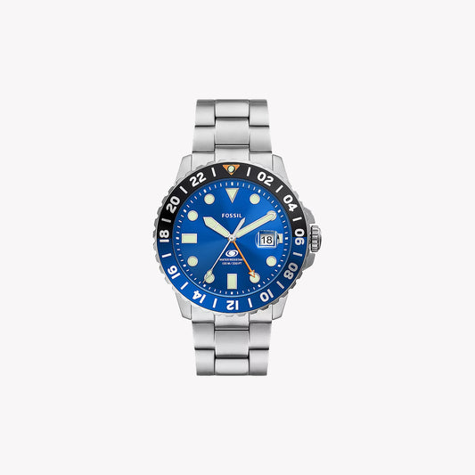 Fossile blaue GMT-Edelstahluhr FS5991