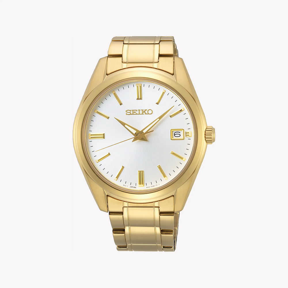 Seiko Men's Gold Stainless Steel Watch, White Dial | Sur314p1 by i-watch