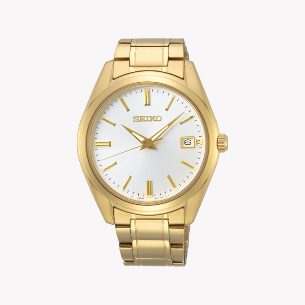 Seiko Men's Gold Stainless Steel Watch, White Dial | Sur314p1 by i-watch