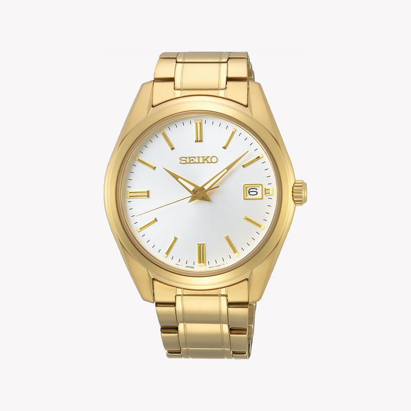 Seiko Men's Gold Stainless Steel Watch, White Dial | Sur314p1 by i-watch