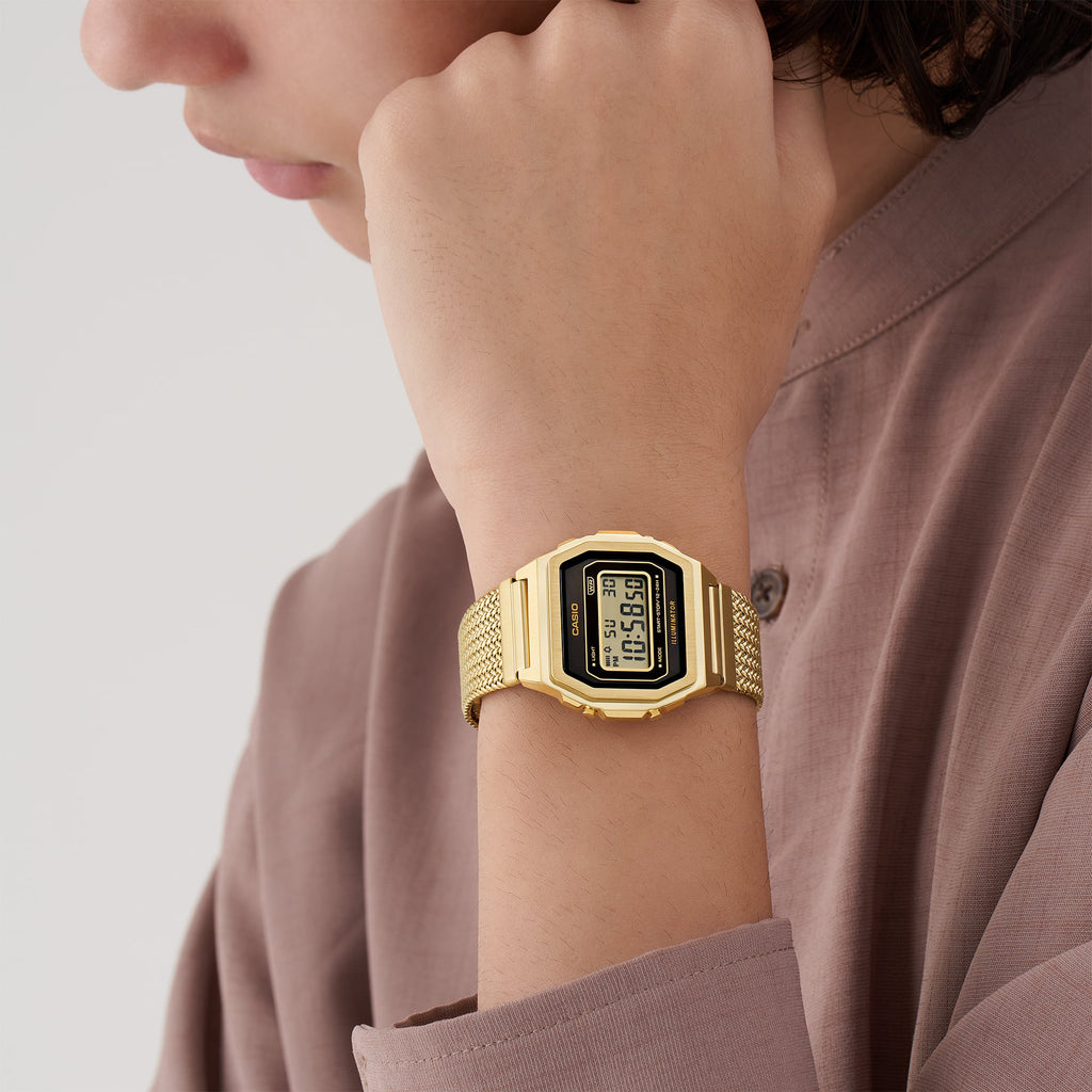 CASIO A1000MGA-5EF TIMELESS ELEGANCE - UNISEX GOLD MESH WATCH WITH CLASSIC MINIMALIST DESIGN-i-Watch-5
