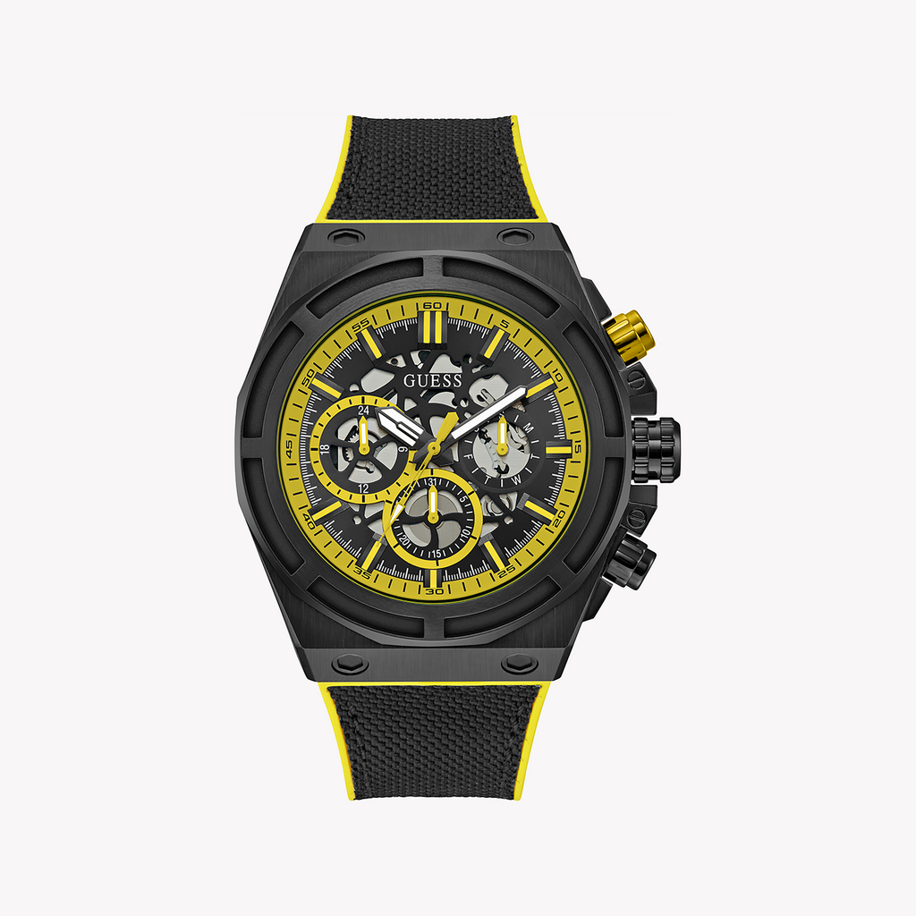 GUESS GW0713G2 BOLD STATEMENT - MEN'S TIMEPIECE WITH BLACK RECYLED STEEL AND DURABLE NYLON BAND