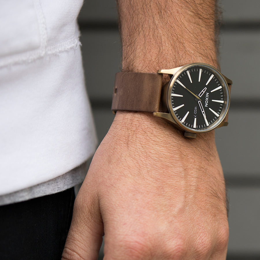 NIXON A105-3053 MEN'S TIMEPIECE - BOLD BROWN & BLACK, LUXURY LEATHER BAND, 10 ATM WATER RESISTANT-i-Watch-4