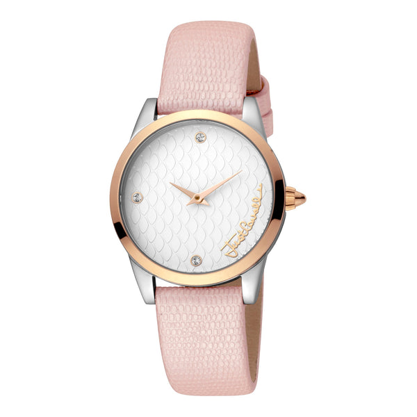 Just Cavalli Women's Silver Stainless Steel Watch, Pink Leather Band | Jc1l087l0035 by i-watch