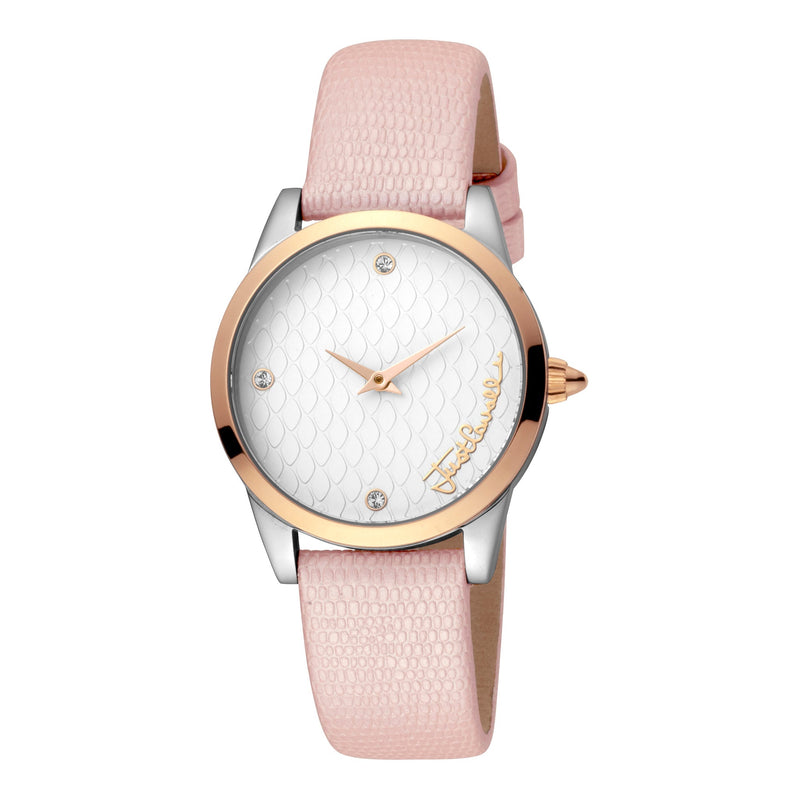 Just Cavalli Women's Silver Stainless Steel Watch, Pink Leather Band | Jc1l087l0035 by i-watch