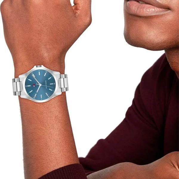 Tommy Hilfiger Men's Silver Watch, Blue Dial | Mod. Bruce 1710670 by i-watch