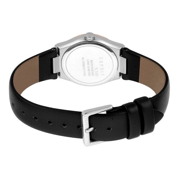 Esprit Women's Watch With Silver Stainless Steel Case And Black Leather Band by i-watch