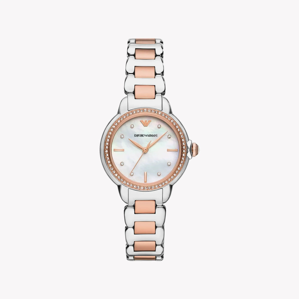 Emporio Armani Women's Silver/Rose Gold Watch, Silver Dial | Ar11569 by i-watch