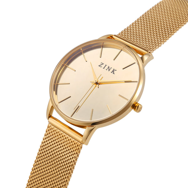 Zink Women's Watch With Gold Stainless Steel Case And Gold Stainless Steel Band by i-watch