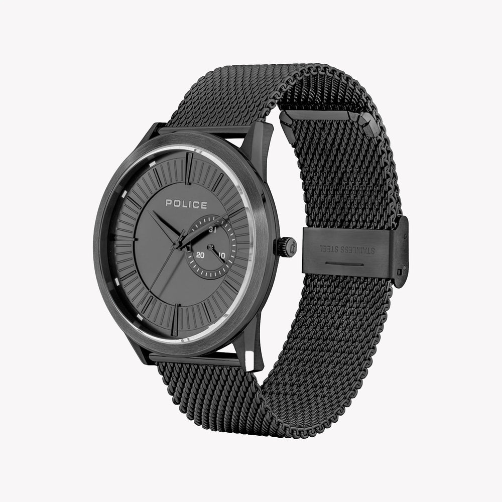 Police Men's Black Stainless Steel Watch, Black Dial | P15919jsb02mm by i-watch