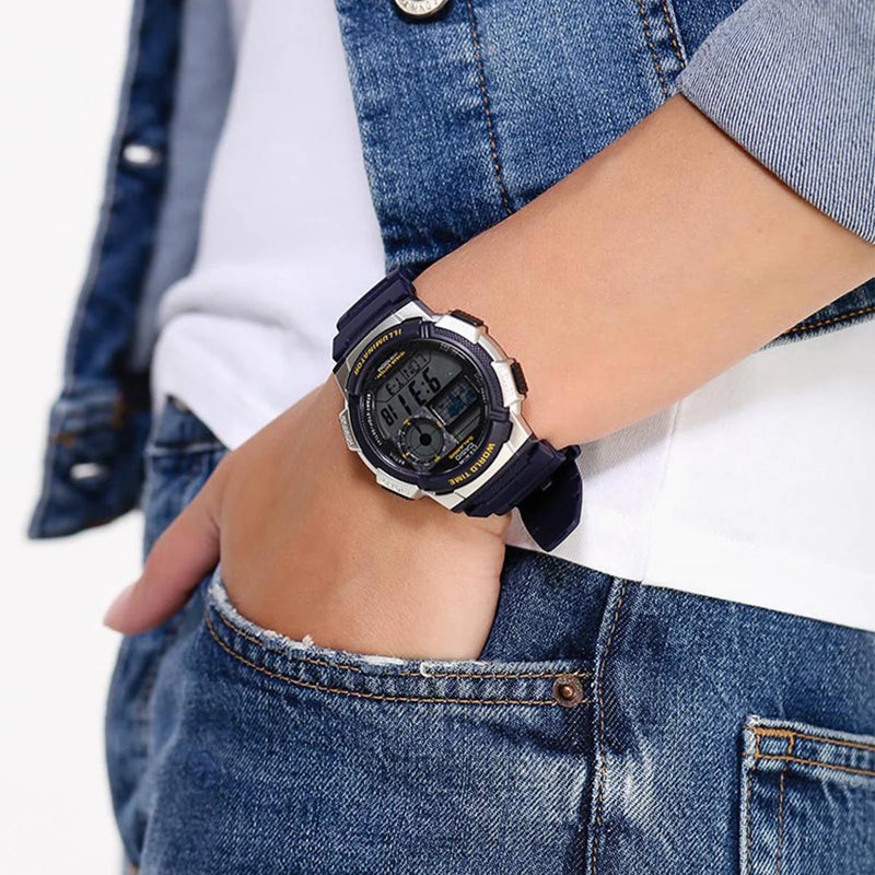 Casio Men's Grey Blue Resin Watch, Digital Display | Ae-1000w-2avdf by i-watch