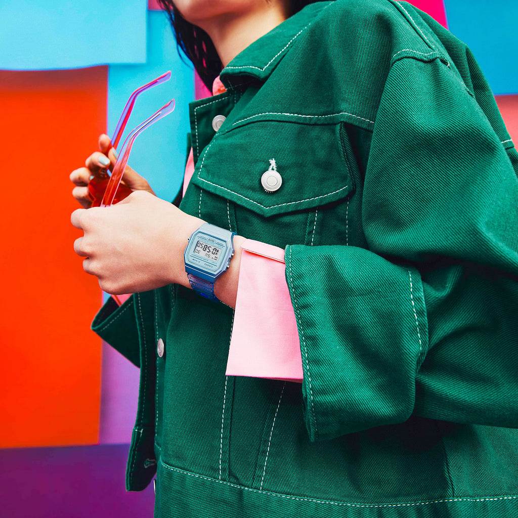 CASIO F-91WS-2 BOLD SPIRIT - ADVENTURE-READY DIGITAL WATCH with Blue Resin Band and Vibrant Green Display-i-Watch-6