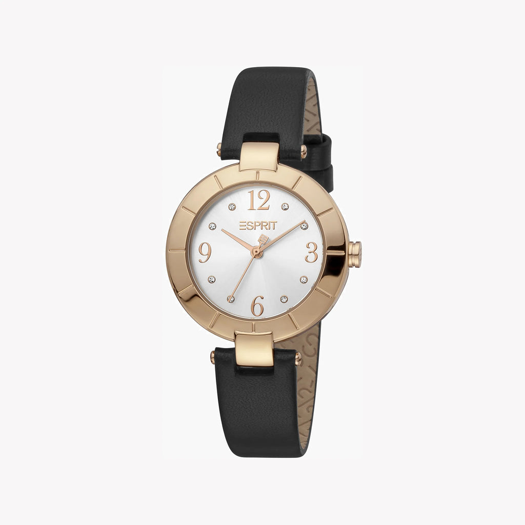 ESPRIT Women's Watch with Rose Gold Stainless Steel Case and Black Leather Band-i-Watch-2