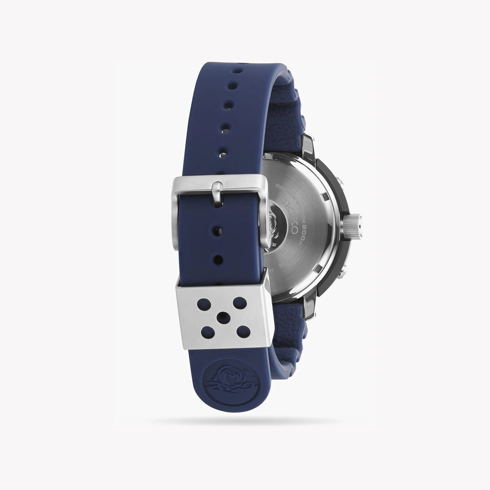 Seiko Men's Silver Stainless Steel, Dark Blue Silicone | Snj039p1 by i-watch