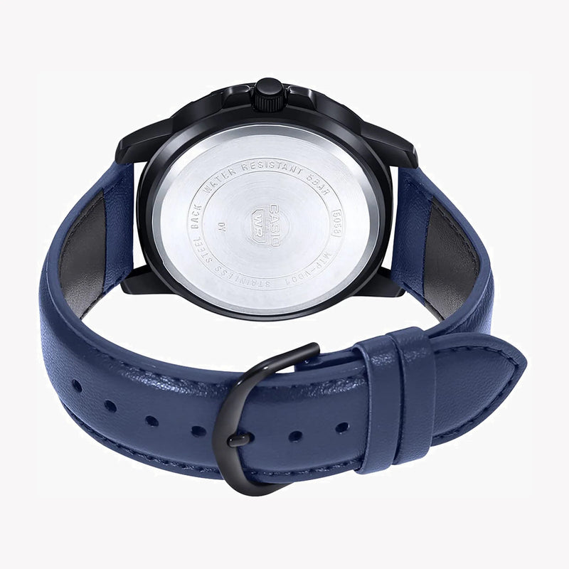 Casio Men's Blue Leather Watch, Stainless Steel Case | Mtp-Vd01bl-2bv by i-watch