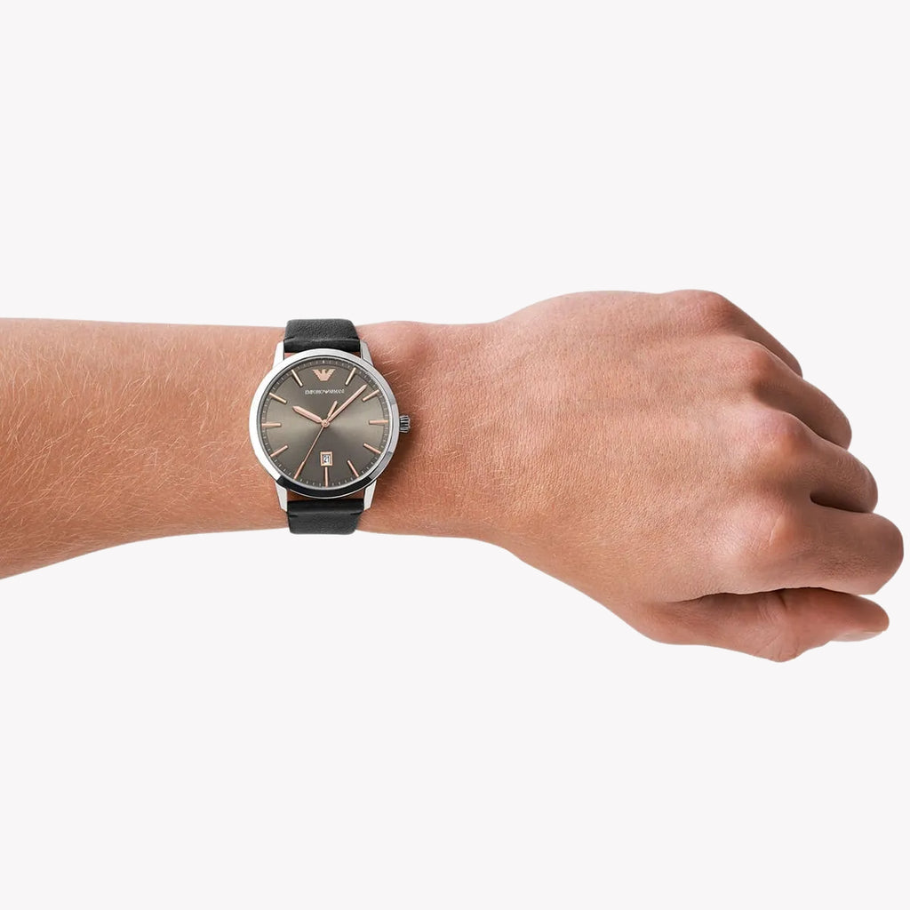 EMPORIO ARMANI AR11277 - ELEGANCE REDEFINED: Men's Silver & Brown Timepiece with Leather Band-i-Watch-4