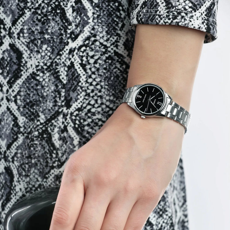 Casio Women's Stainless Steel Watch, Black Dial | Ltp-V005d-1budf by i-watch
