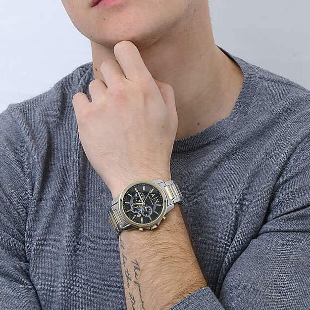 ARMANI EXCHANGE AX7148SET - BOLD SOPHISTICATION MEN'S WATCH WITH SILVER-GOLD BAND & BLACK DIAL-i-Watch-4