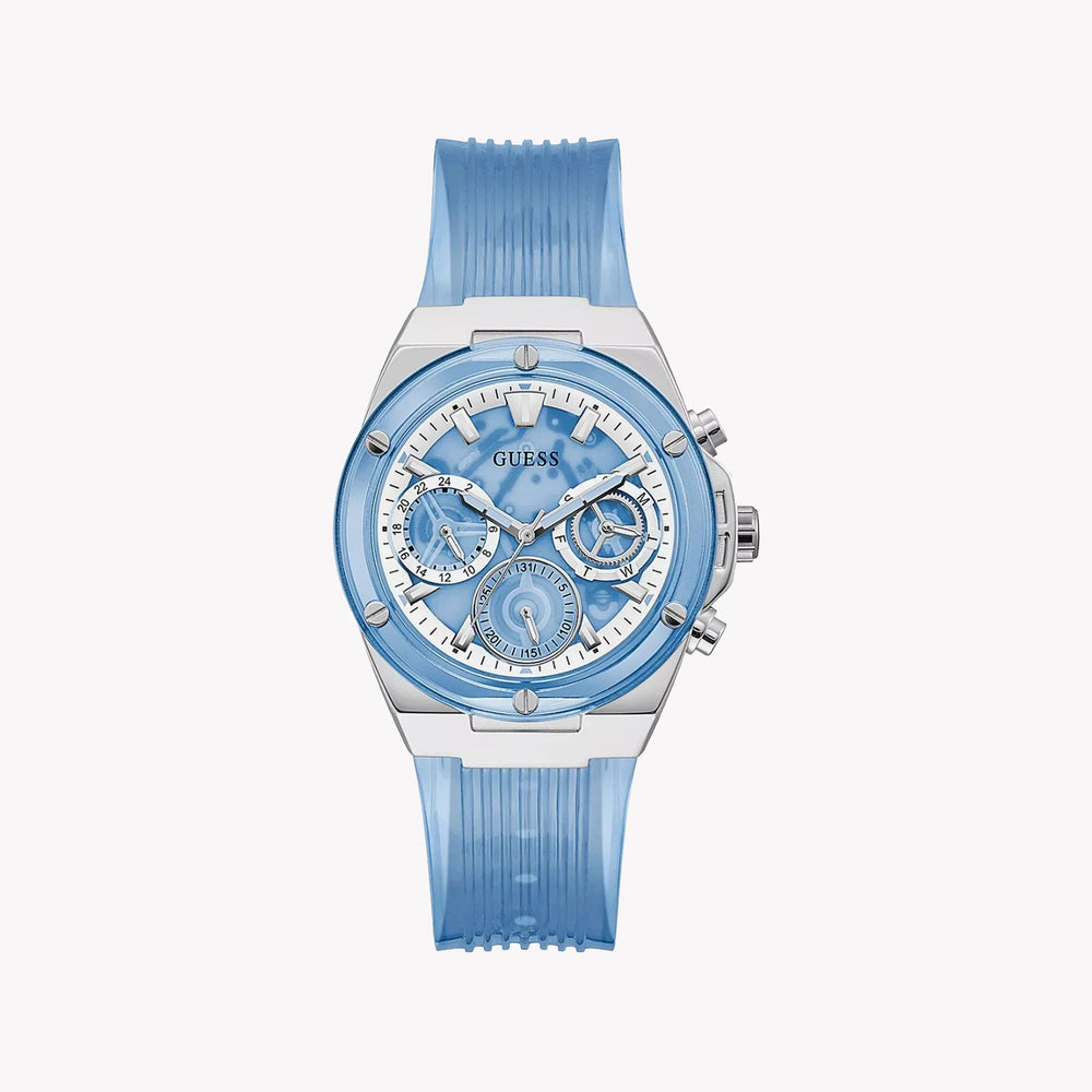 Guess Women's Blue Silicone Watch, Silver Case | Gw0409l1 by i-watch