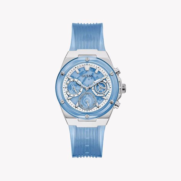 Guess Women's Blue Silicone Watch, Silver Case | Gw0409l1 by i-watch