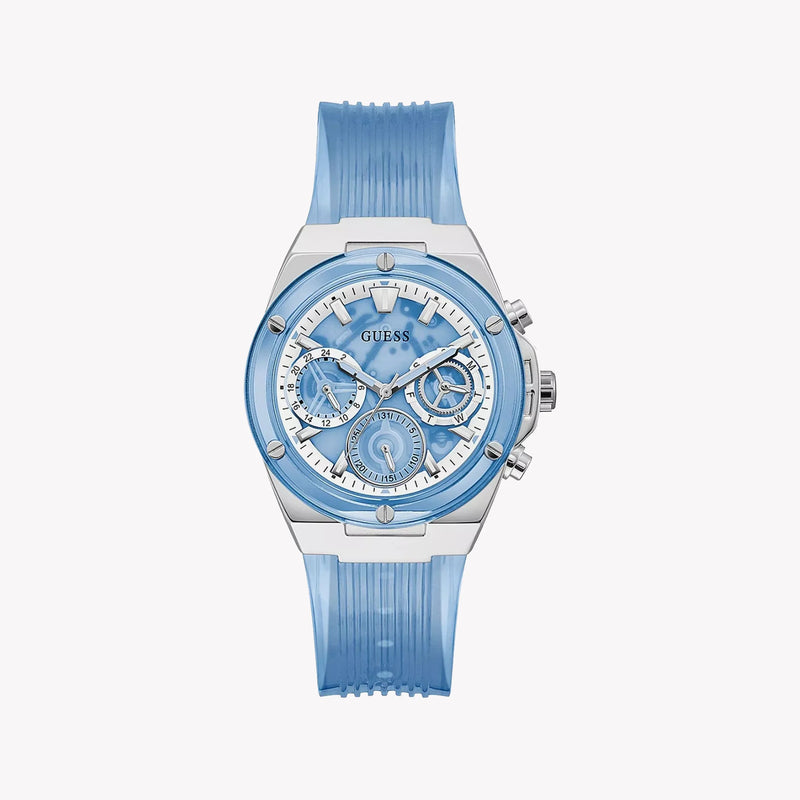 Guess Women's Blue Silicone Watch, Silver Case | Gw0409l1 by i-watch