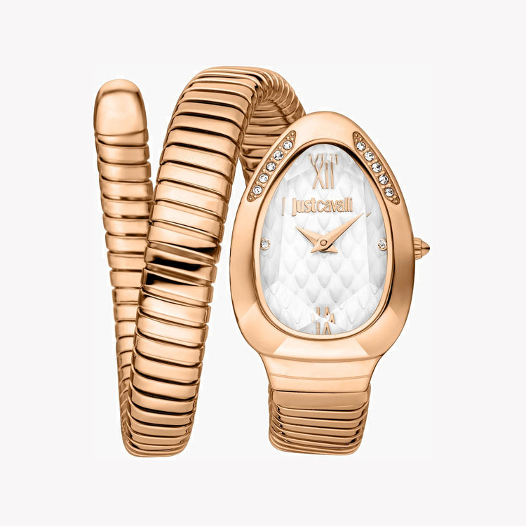 JUST CAVALLI Women's Watch with Rose Gold Stainless Steel Case and Rose Gold Stainless Steel Band