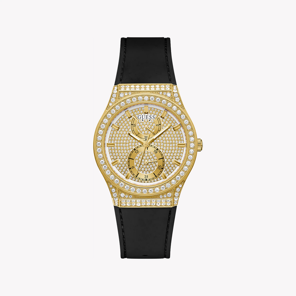 Guess Women's Gold Rubber Watch, Black Band | Gw0439l2 by i-watch