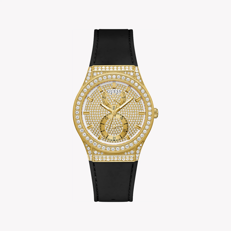 Guess Women's Gold Rubber Watch, Black Band | Gw0439l2 by i-watch