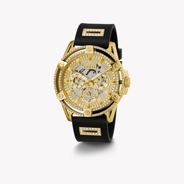 Guess Men's Gold Stainless Steel, Black Silicone | Gw0537g2 by i-watch
