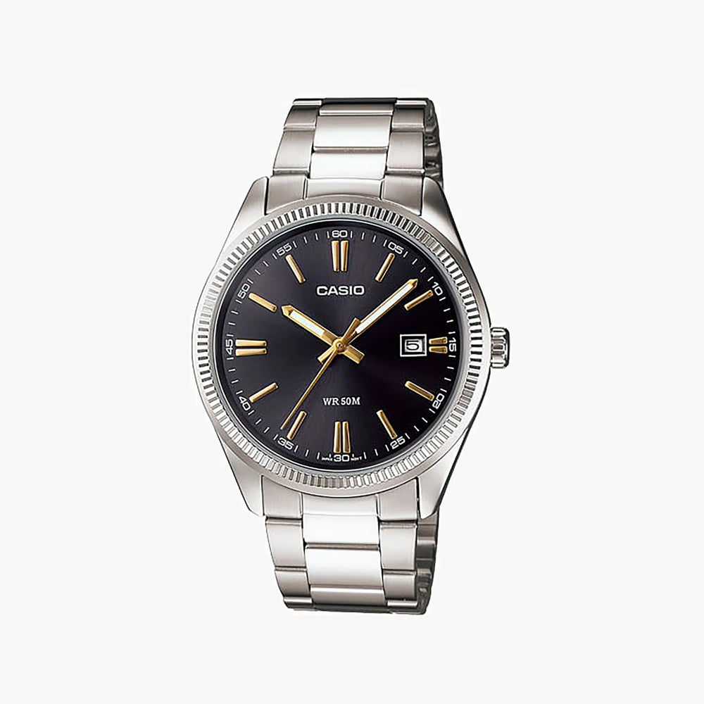 Casio Men's Stainless Steel Watch, Black Dial | Mtp-1302d-1a2vdf by i-watch
