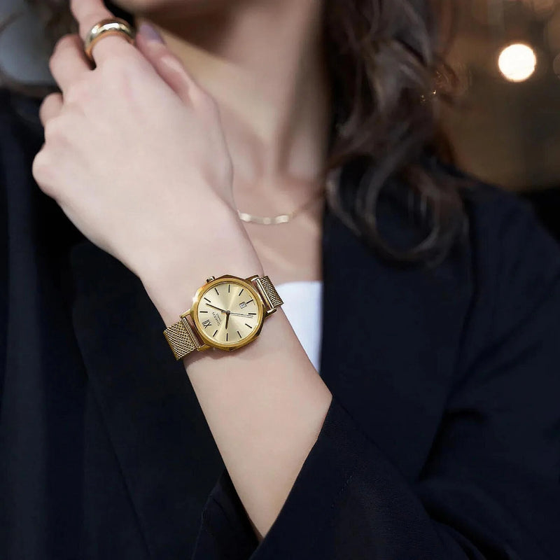 She-4539gm-9auer Women's Gold Mesh Watch, Stainless Steel | She-4539gm-9auer by i-watch