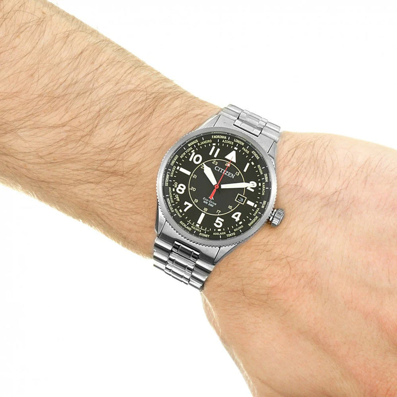 Citizen Eco-Drive Bx1010-53e - Modern Masterpiece Men's Watch With Silver Stainless Steel & Black Dial by i-watch