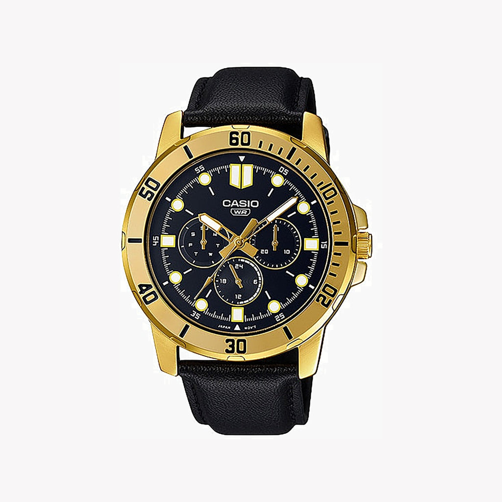 CASIO MTP-VD300GL-1E - BOLD ELEGANCE MEN'S WATCH WITH BLACK DIAL & GOLD PLATED CASE-i-Watch-4