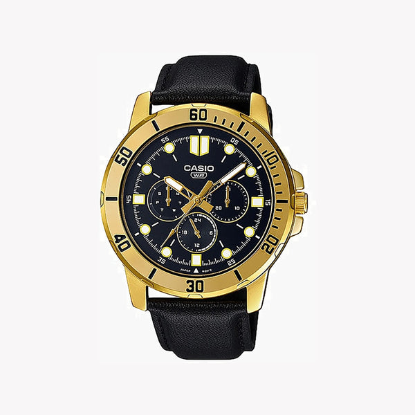 CASIO MTP-VD300GL-1E - BOLD ELEGANCE MEN'S WATCH WITH BLACK DIAL & GOLD PLATED CASE-i-Watch-4