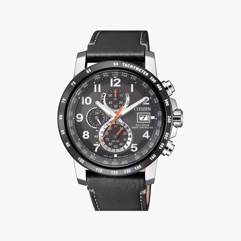 Citizen At8124-08h Modern Precision - Men's Eco-Drive Silver & Black Leather Watch by i-watch