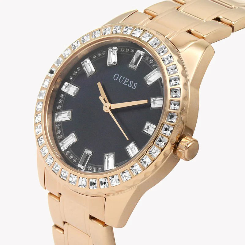 Guess Women's Rose Gold Watch, Black Dial | Gw0111l3 by i-watch
