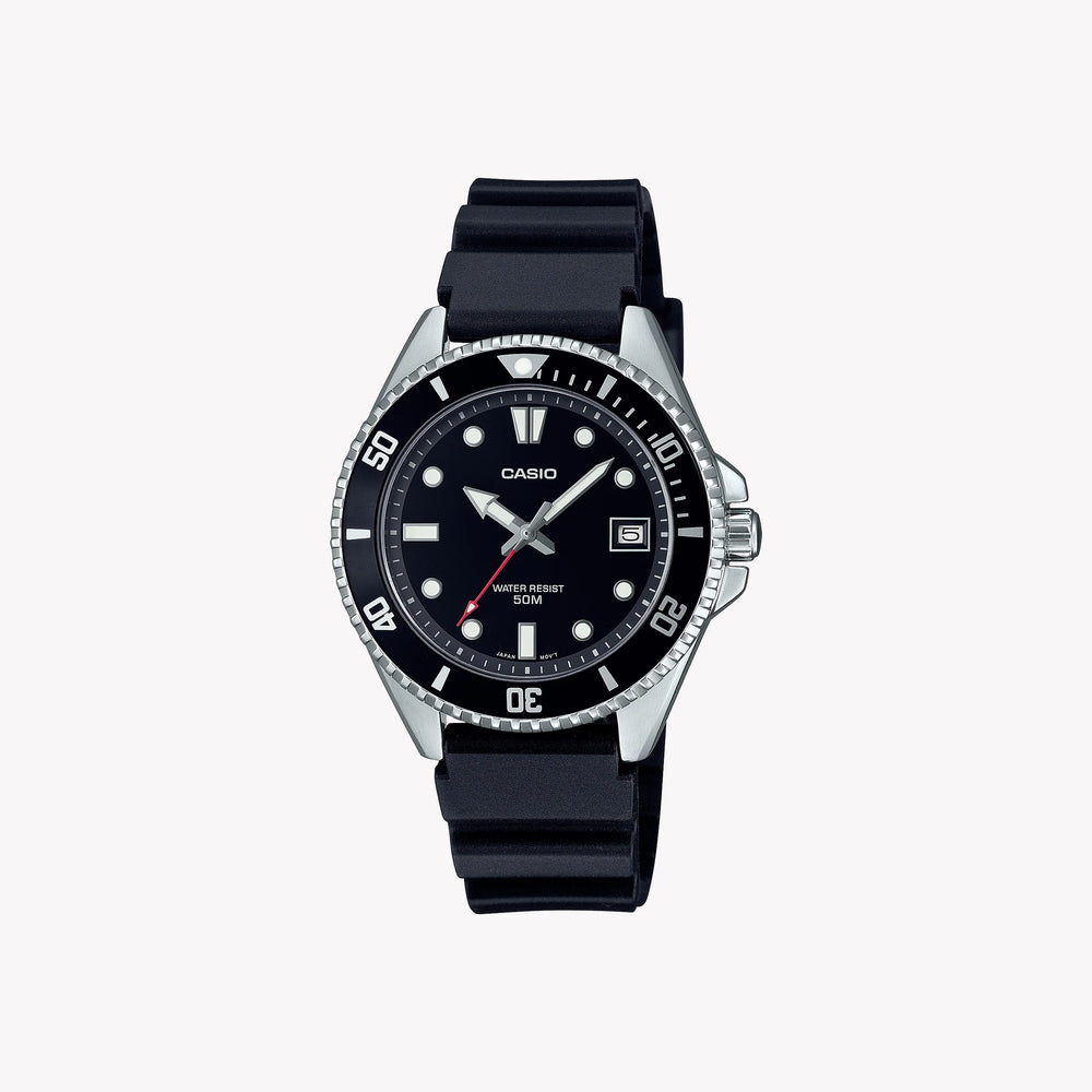 Casio Unisex Stainless Steel Watch, Black Resin Strap | Mdv-10-1a1vef by i-watch