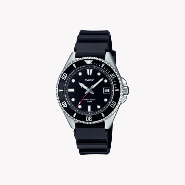 Casio Unisex Stainless Steel Watch, Black Resin Strap | Mdv-10-1a1vef by i-watch