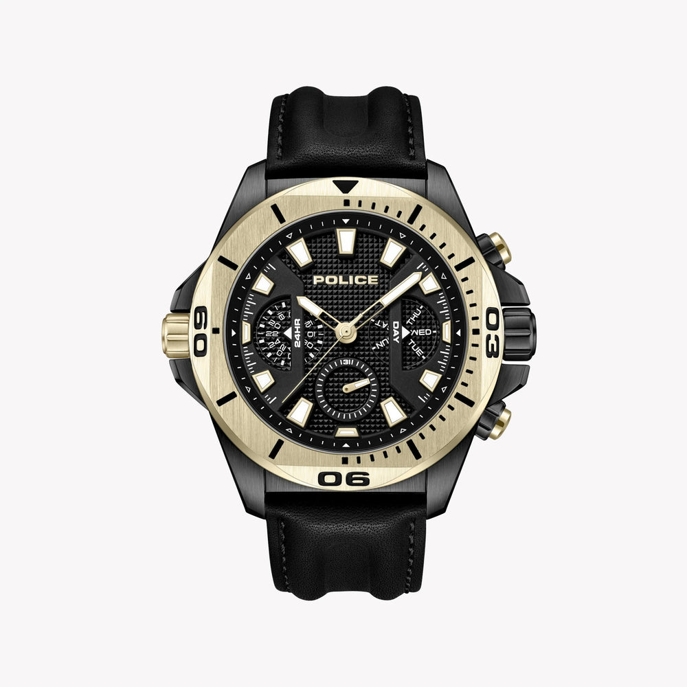 Police Men's Silver Watch, Black Leather | Pewjf0022501 by i-watch