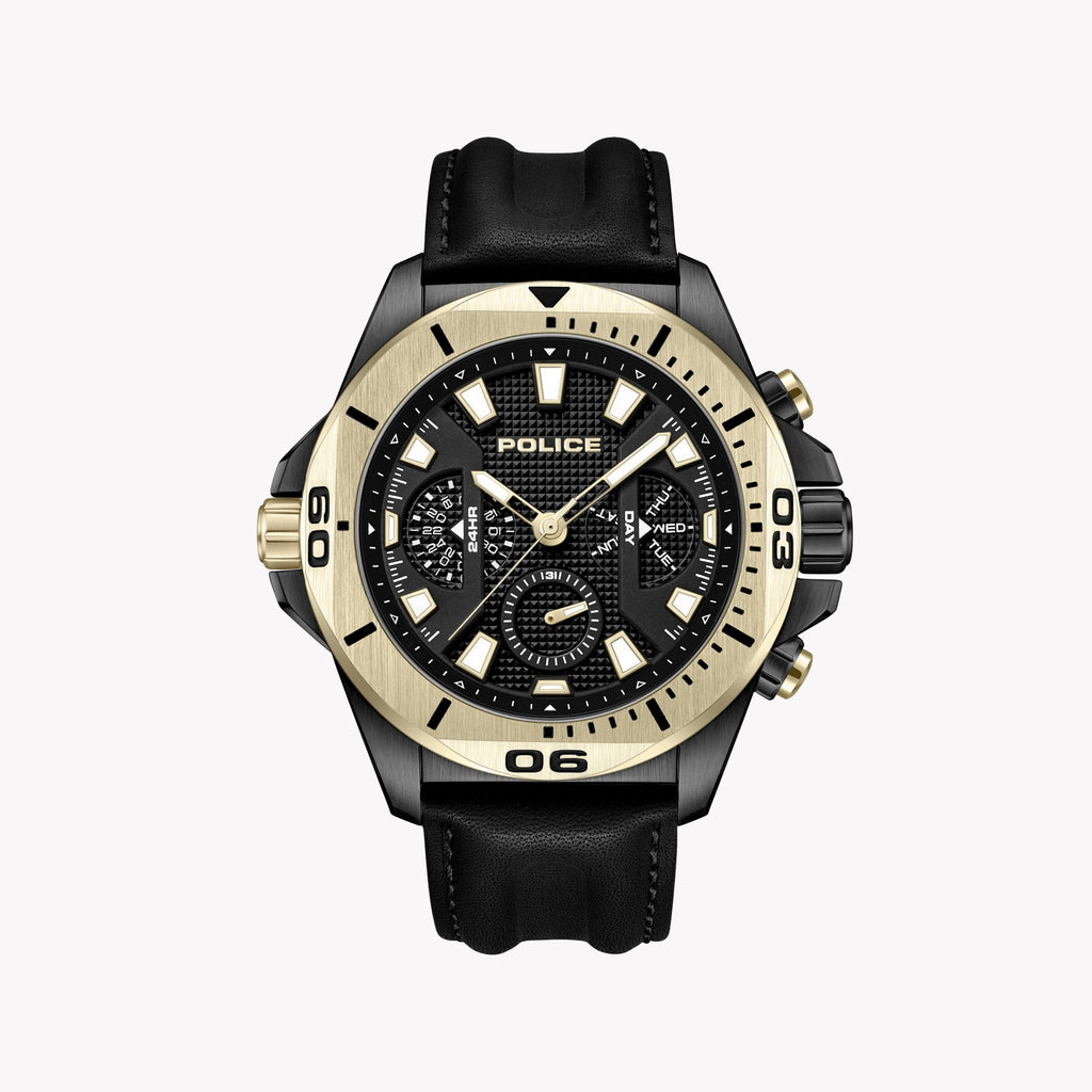 **POLICE PEWJF0022501 - TIMELESS ELEGANCE - MEN'S STAINLESS STEEL & LEATHER WATCH**